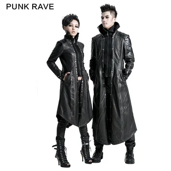Long Leather Coats Y-422 Hot Sale Elegant Heavy Ladies Trench Cotton Turn-down Collar PUNK STYLE Waterproof Standard