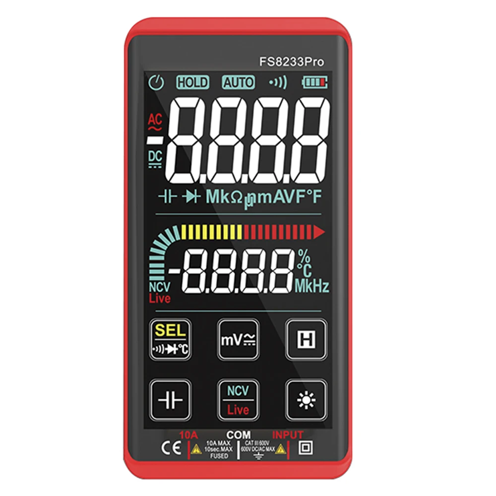 9999 Counts Touch Screen Rechargeable Digital Multimeter Fs8233pro