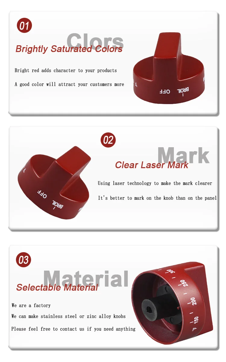 Custom Metal Zinc Oven Temperature Control Knob Bbq Burner Gas Hob Stove Knobs Red Gas Stove