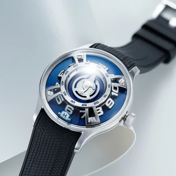 OBLVLO Curvature Engine Star Rotor Orologio meccanico automatico Acciaio 316L Uomo Super luminoso Blu Nightlight Orologi impermeabili BLM (BLM-FYBB