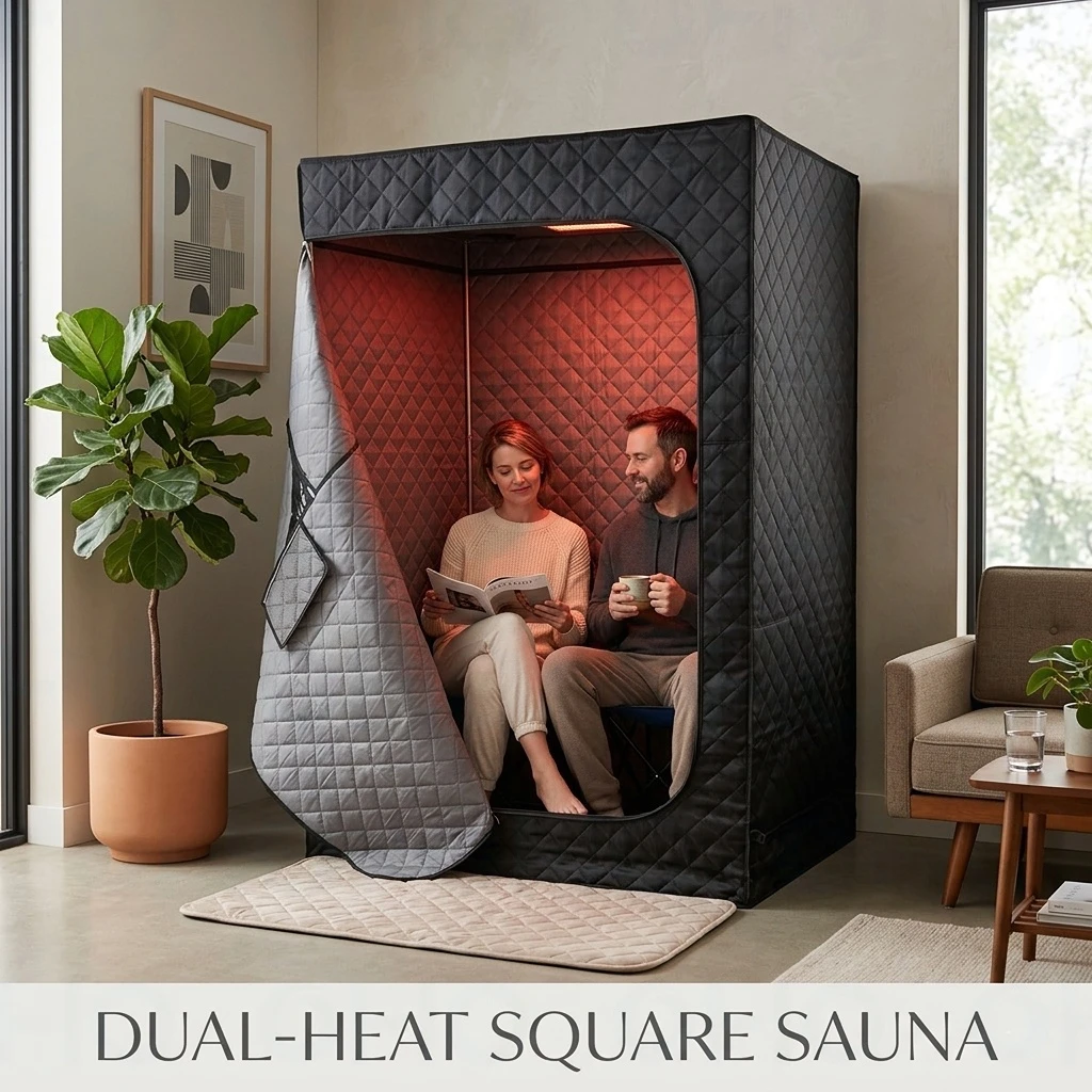 Home Indoor 2-Person Full Body Infrared and Dry Heat Sauna Portable Red Light Infrared Panel Heat Therapy