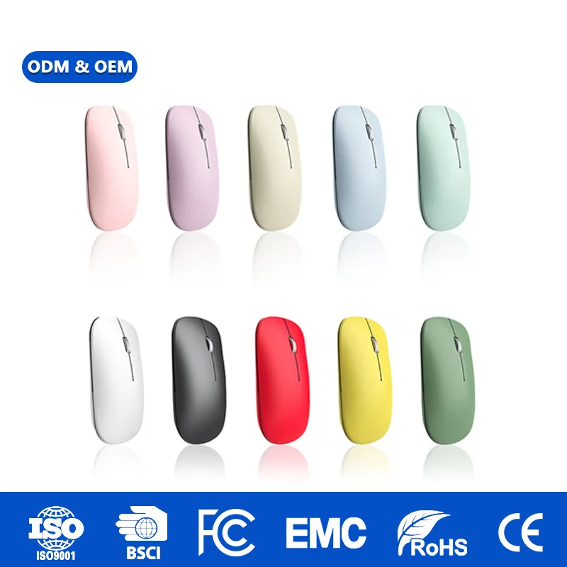 Ultra-Slim Wireless Mouse with Silent Clicks & Dual Mode (2.4GHz + BT 5.1)  Lightweight Portable Mouse for Laptop/Tablet