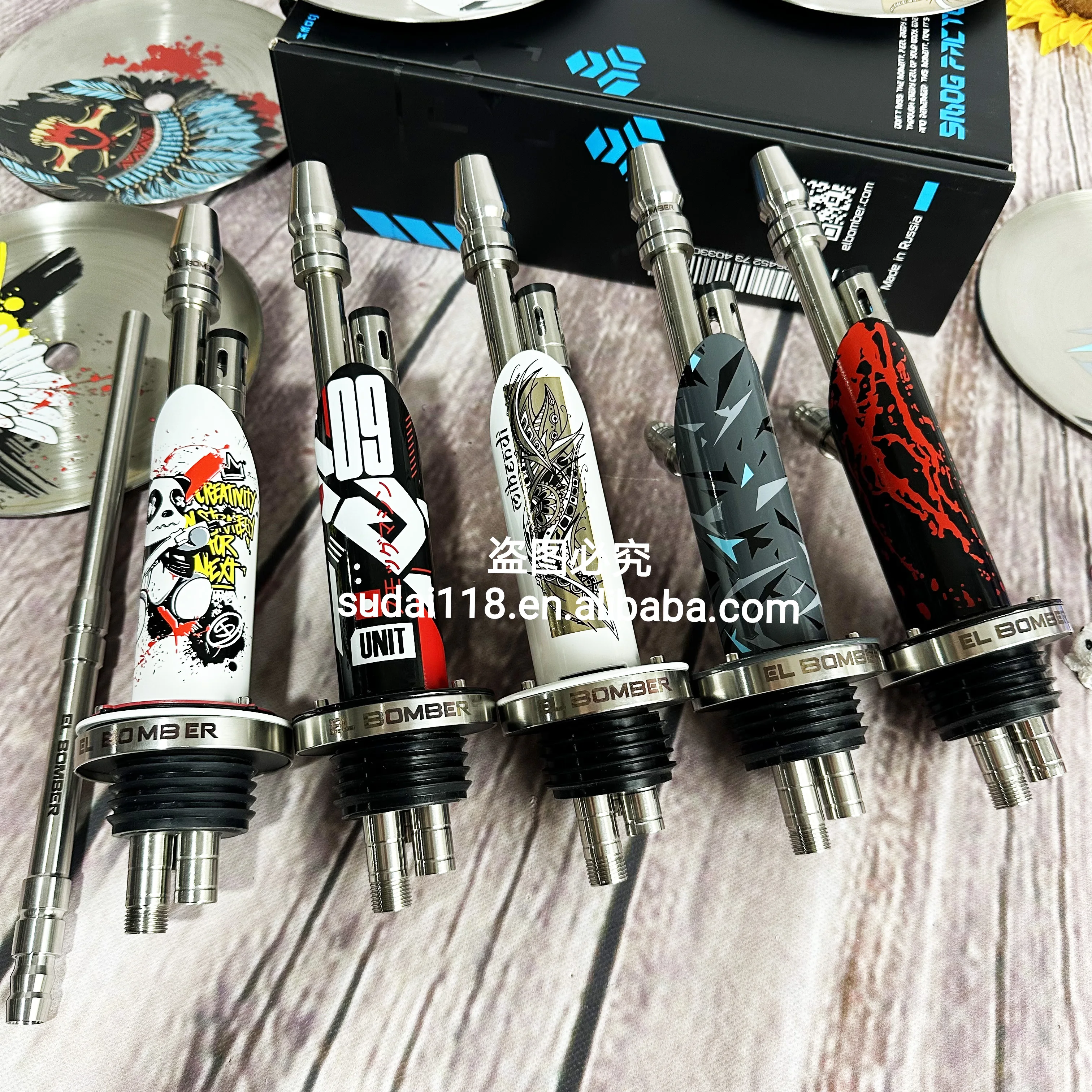 Factory Customized EL-Bomber Kung Fu Panda Luxury Stainless Steel Hookah Russian Style Lighters & for Smoking Accessories Gift