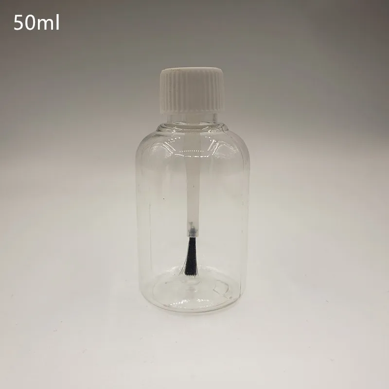 5ml 10ml 15ml 20ml  25ml 30ml 50ml PET Transparent Amber Glue Bottle with Brush Cap Plastic Nail Polish Bottle Touch up Bottle