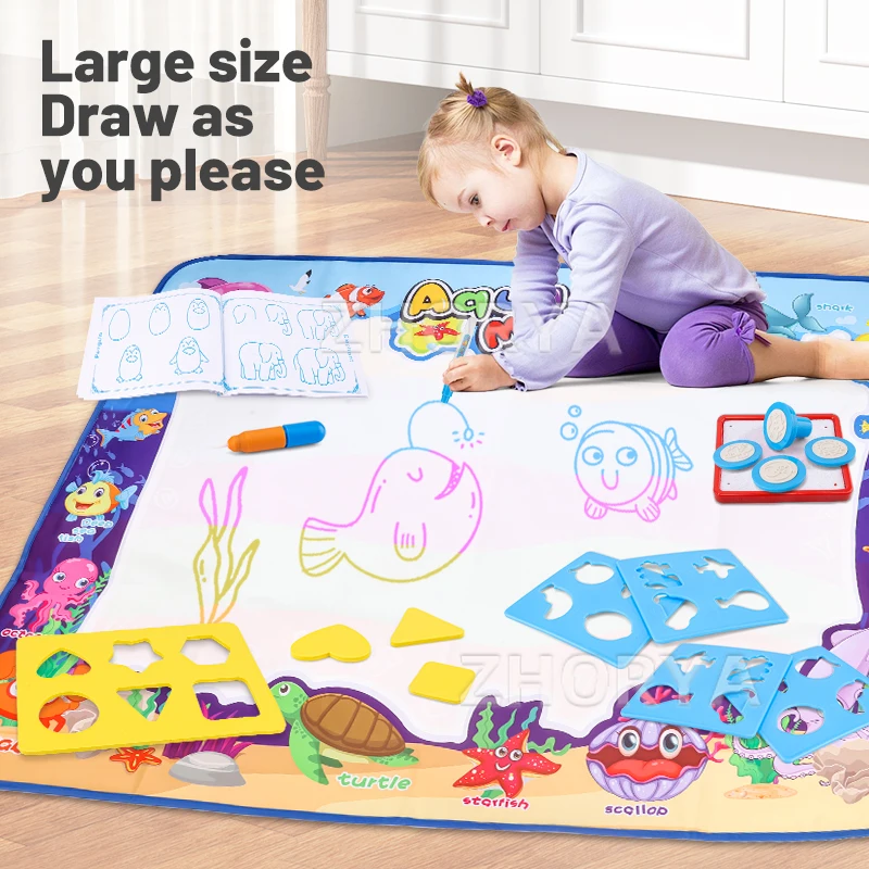 Zhorya Children Early Educational Water Drawing Mat Painting Doodle 150*90 Magic Painting Mat Aqua Magic Doodle Mat