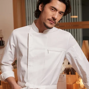 CHUYIBANG High-End Kitchen Aprons Long Sleeve Chef Kitchen Suit New Restaurant Bar Uniforms in Canvas Fabric