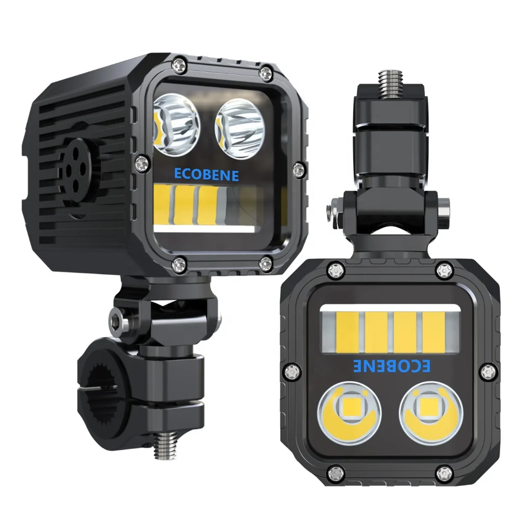 TIYPEOR 120W High Power Motorcycle Auxiliary Spotlight Wireless Switch IP68 CNC Aluminum Headlight Tangent Hi/Lo Beam Fog Light