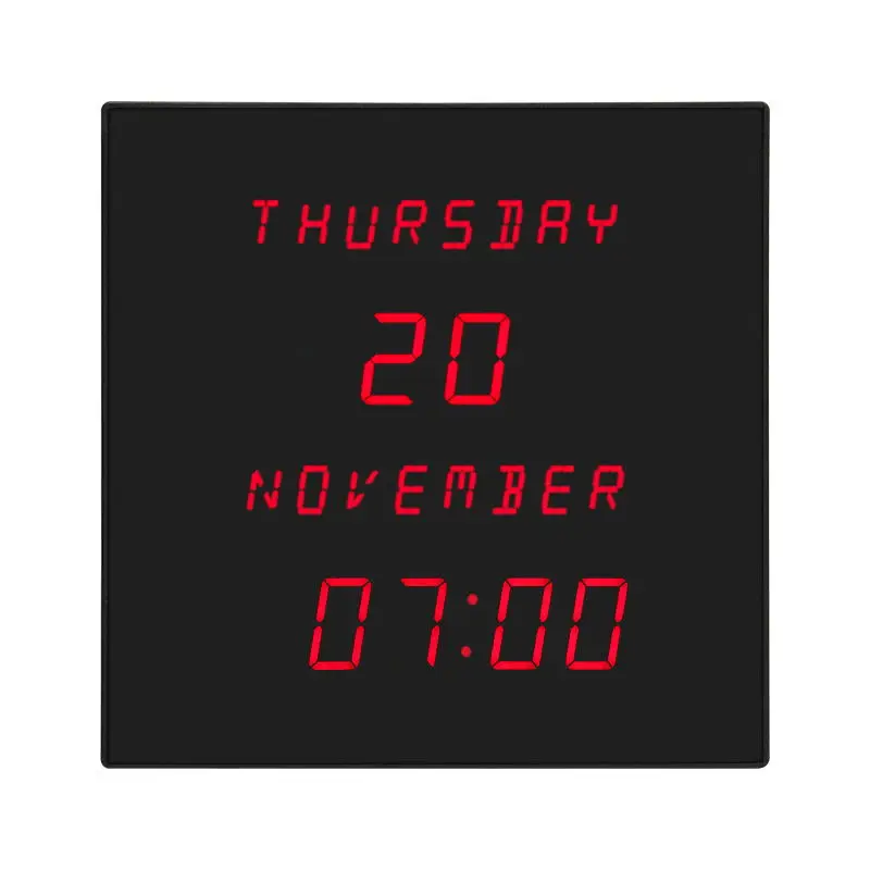Large Digital Wall Clock & Calendar with LED Display