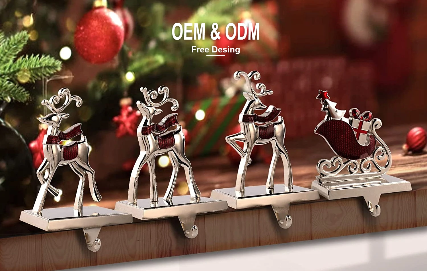 Manufacture Wholesale Custom Decoration Metal Christmas Stocking Holder