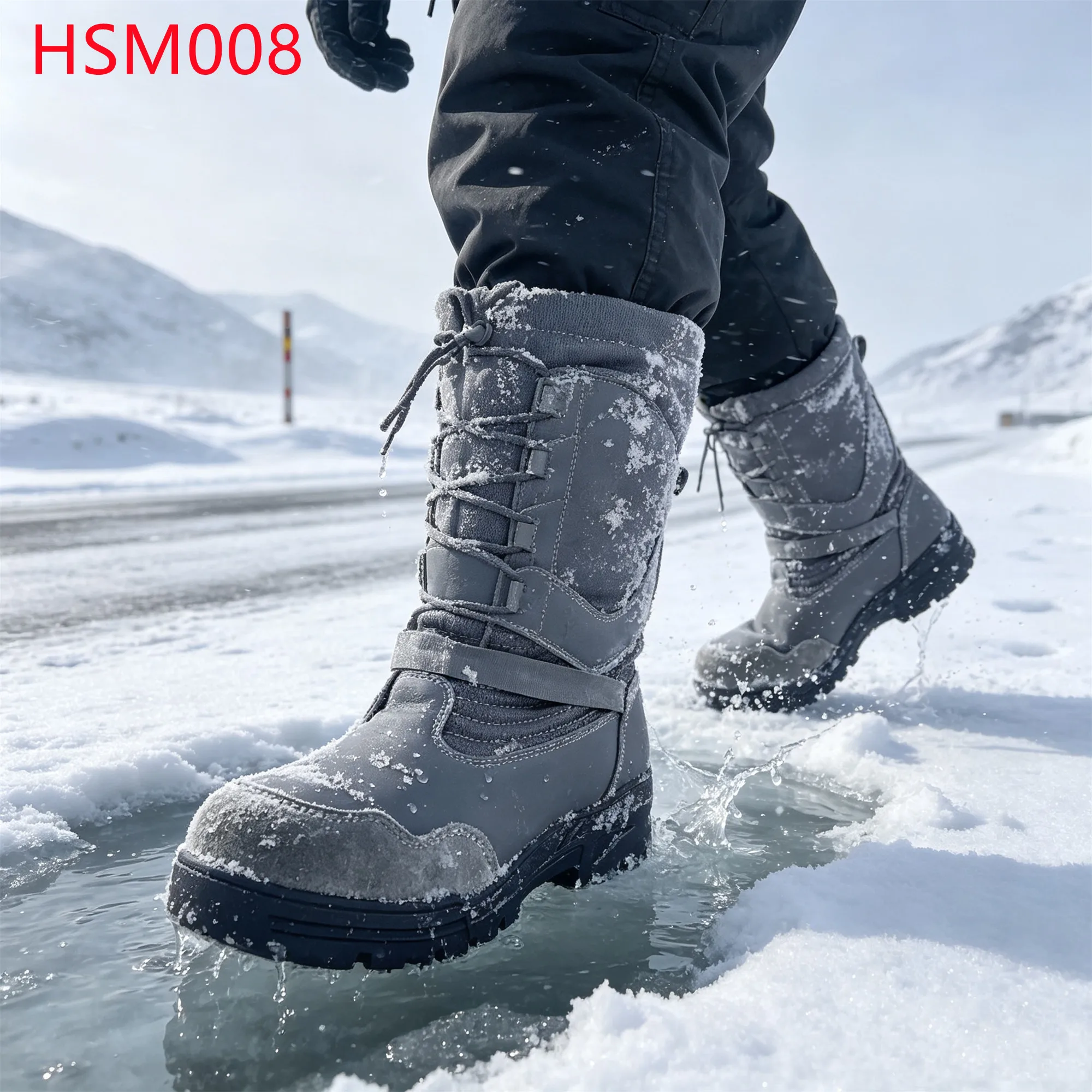 LXG,Extremely Cold Region Hook&loop Straps Gray Combat Boots Against-cold Minus 55 Degree Hua Singh Security Patrol Boots HSM008
