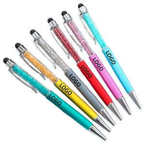 P5026 Custom Ballpoint Pen  1.0mm Crystal Metal Ballpoint Pen Touch Screen School Office Advertising  Custom Ball Pen