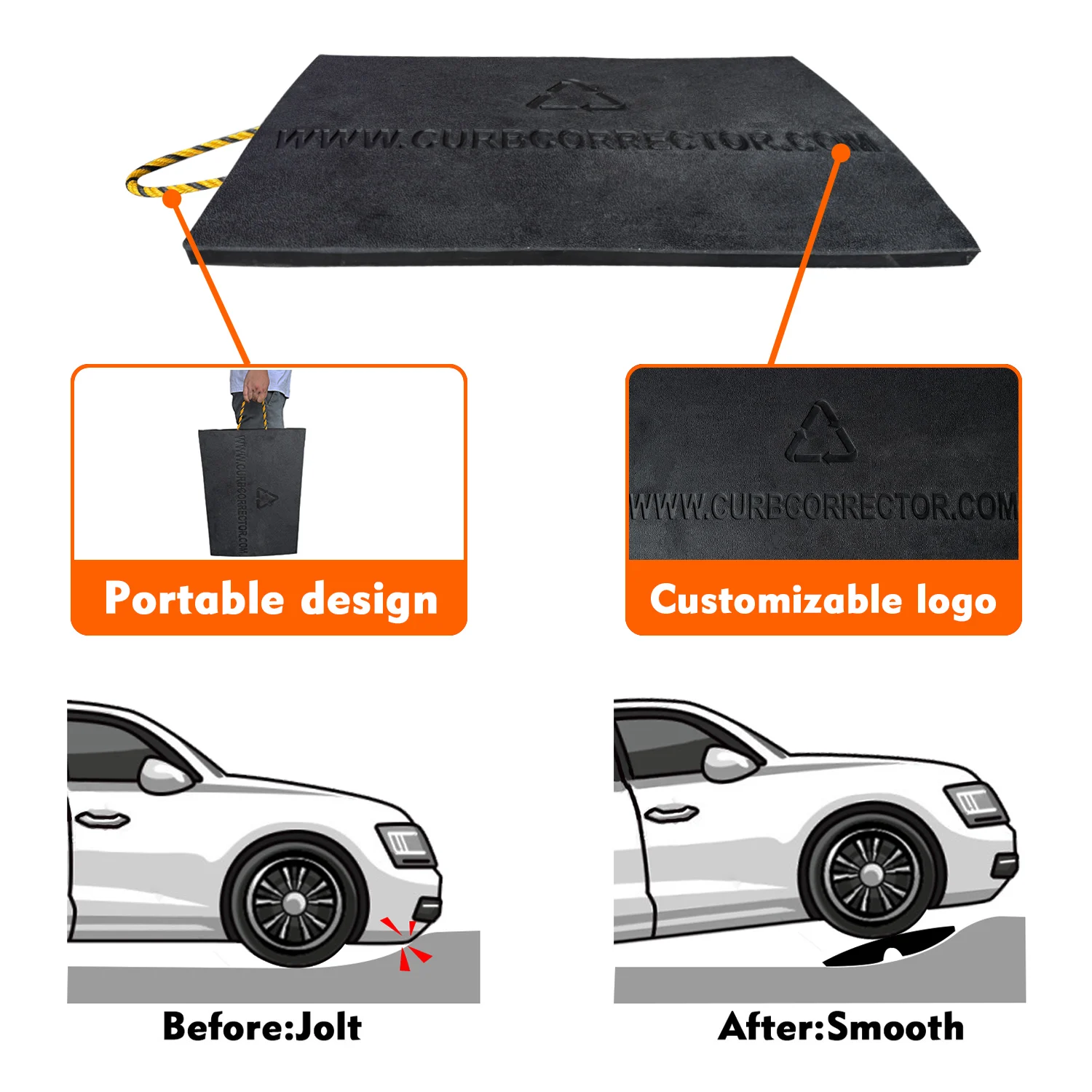 Heavy-Duty Solid Rubber Portable Ramp Premium Slope Road Threshold Product for Better Roadway Access manufacture