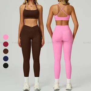 Wholesale Womens Leggings Yoga Sets Gym Clothes Women Activewear Sports Bra Track Suit Crop Tops Workout Sets for Women