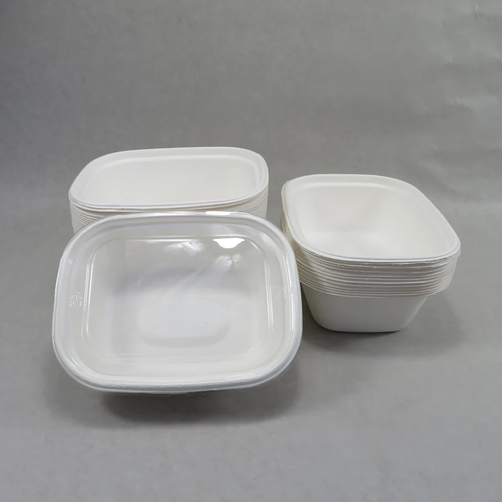 Bioleader Eco-Friendly Disposable Rectangle Paper Bowl with Lid Biodegradable