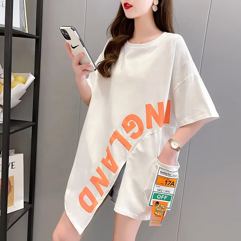 Women T-shirt 2022 Summer New Fashion Cotton Tops Casual Loose