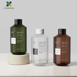 off Shoulder 500ml Plastic PET Shampoo Lotion Moisturizing Toner Bottle with Flip Cap Leak Proof for Personal Cosmetic Skincare