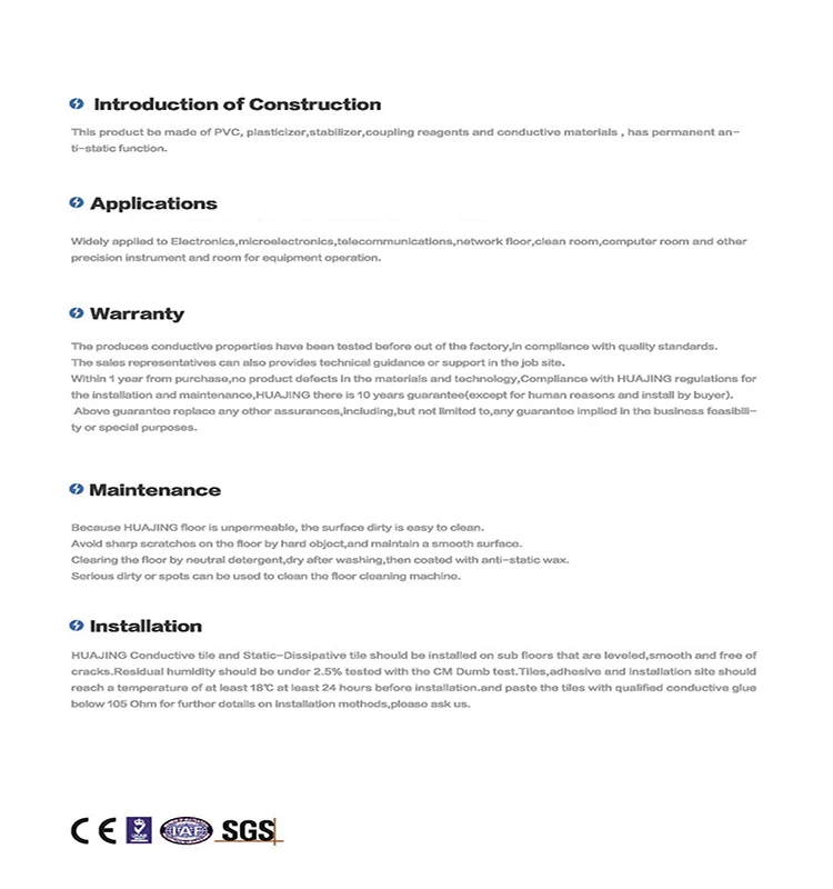 Hospital Waterproof Hospitals Homogeneous Vinyl Conductive Flooring For Medical For Control Center