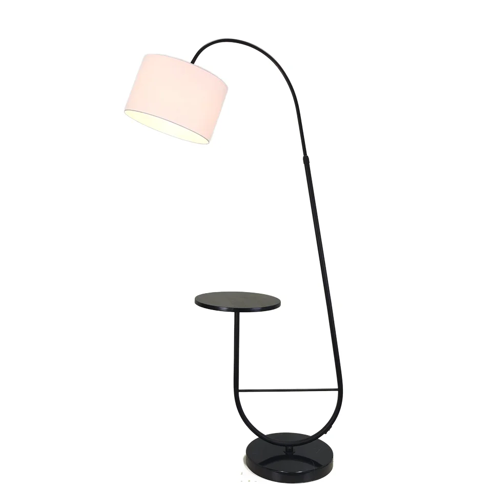 Coastal Design Gooseneck Floor Lamp Iron Body E27 Base LED Light Source Fabric Shade for Comfort for Home Office Apartment Hotel
