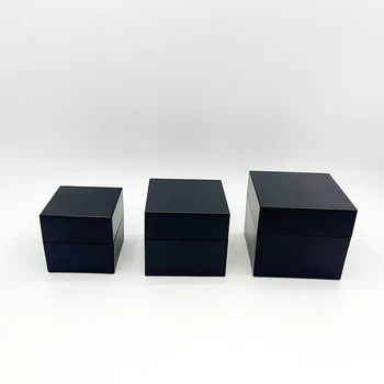 Wholesale Custom Luxury Black Square Cosmetic Cream Container 5g 15g 30g 50g Square  Plastic cream Double Wall Acrylic Jar
