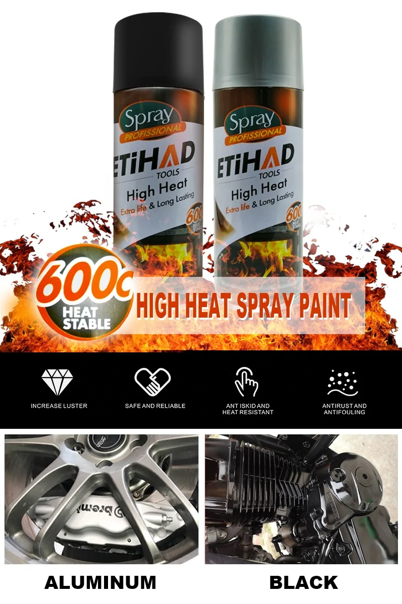 600 Celsius High Temperature Black and Silver Colour Aerosol Spray Paint  High Heat Resistant Acrylic Spray Paint for Stove BBQ
