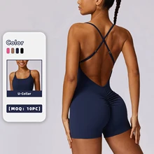 Quick-drying naked beautiful back all-in-one casual fitness tight-fitting sports yoga jumpsuits