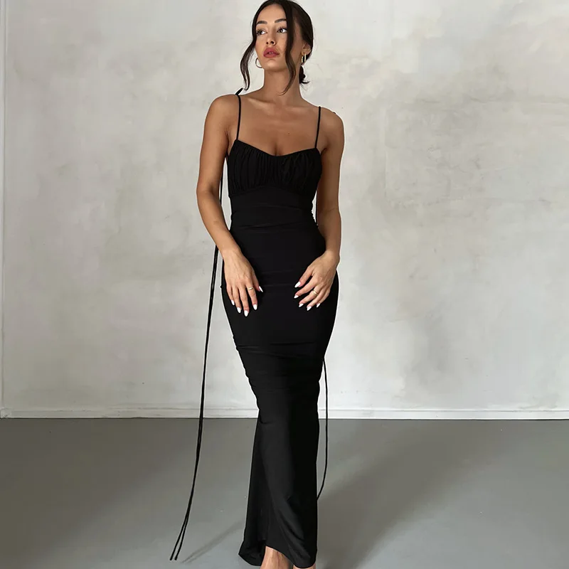 Spaghetti Strap Sexy Backless Maxi Dress Outfits Women Elegant Vestido ...