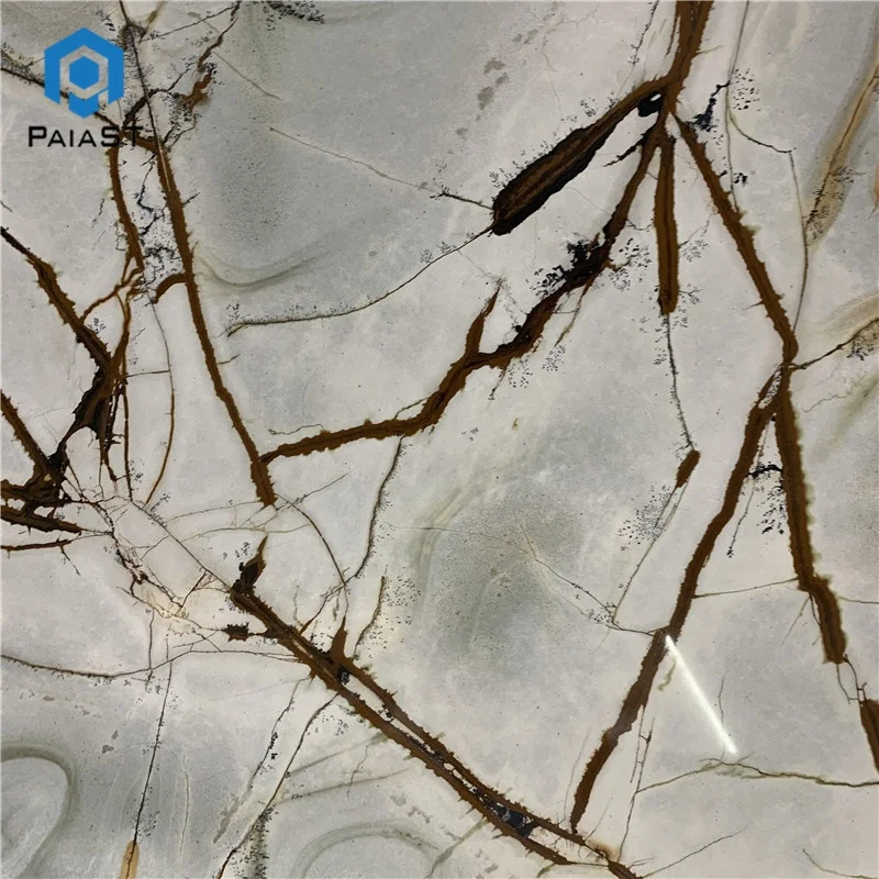 product natural blue exotic stone bookmatched roman impression blue quartzite slab for background wall-3