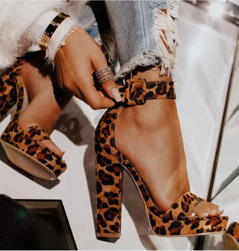 Leopard Print Chunky Heels