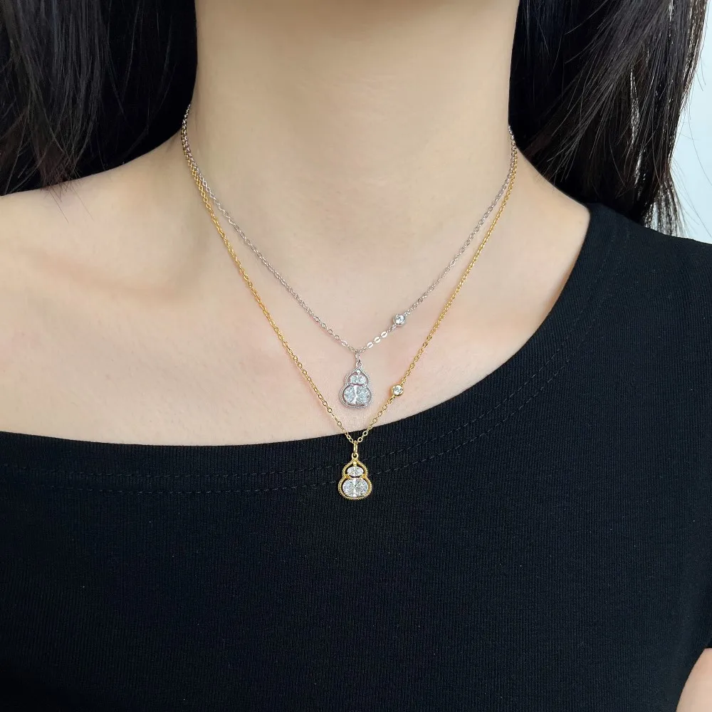 KAKODIY Unique Design Chain 925 Sterling Silver 5A Cubic Zirconia Gourd Pendant Necklace Women's Daily Accessories Jewelry Chain detail 1