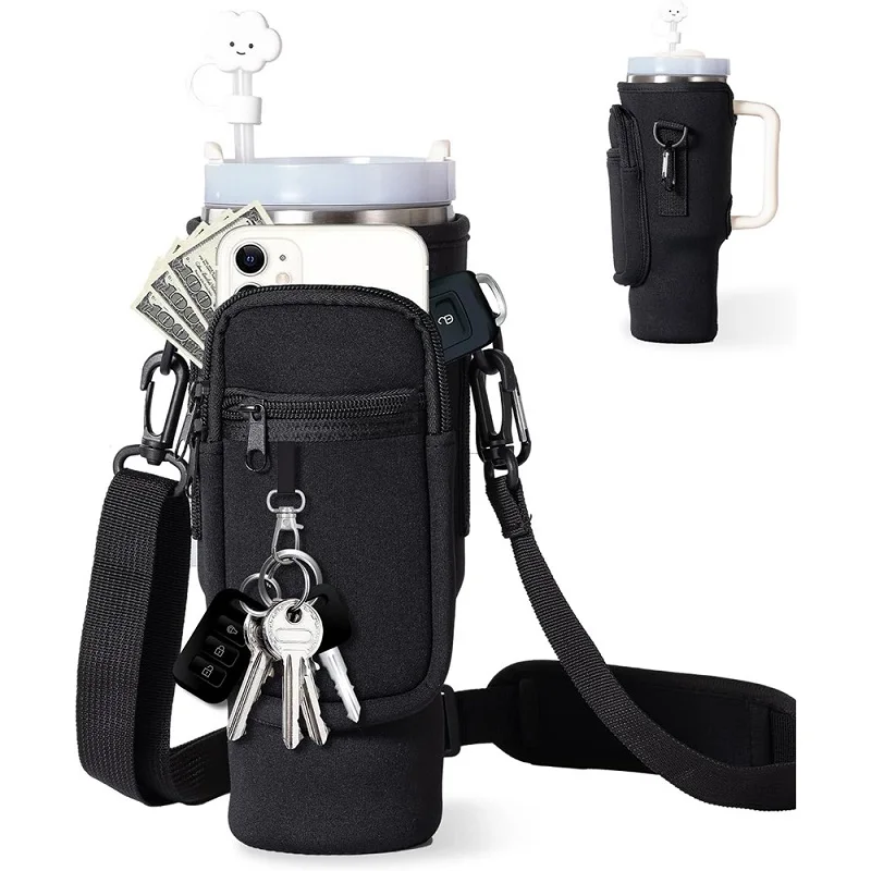 Hot 40 Oz Neoprene Shoulder Strap Tumbler Cup Water Bottle Carrier ...