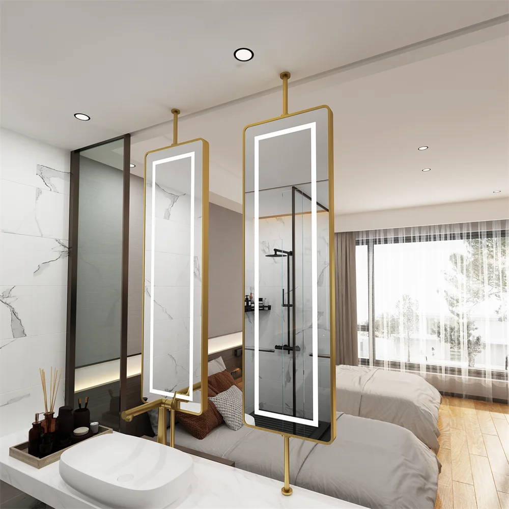 LED Mirrors Rotatable Washroom Rectangular Illuminated Smart Bathroom LED Mirror