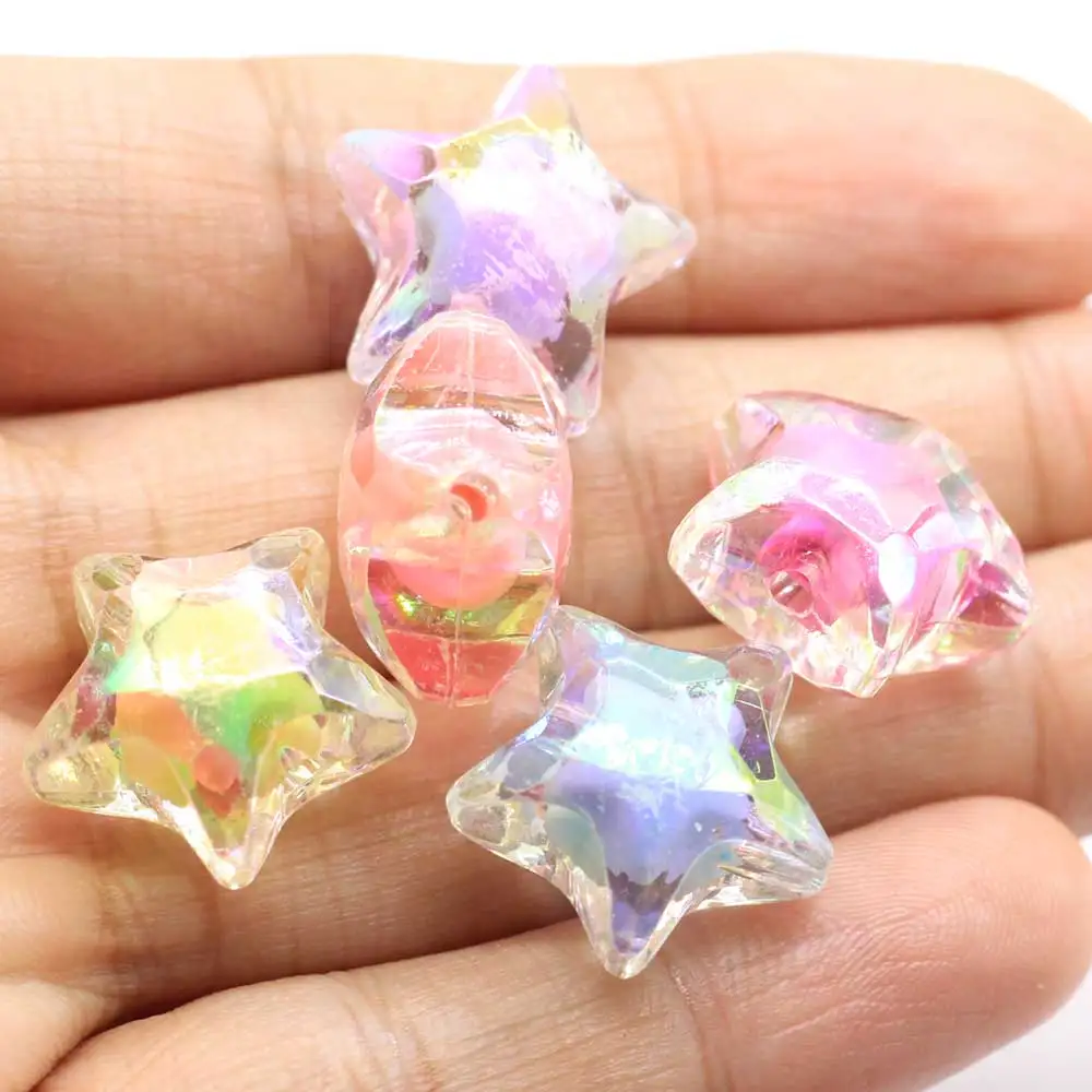 3D Acrylic Star Beads Artificial DIY Craft Transparent Plastic