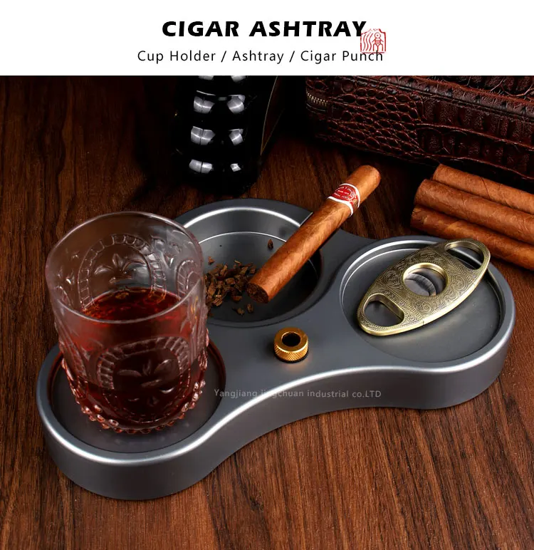 Custom Ashtray Logo Cigar Ashtray Coaster Whiskey Glass Tray And Cigar Holder Zinc Cigar Ash 1889