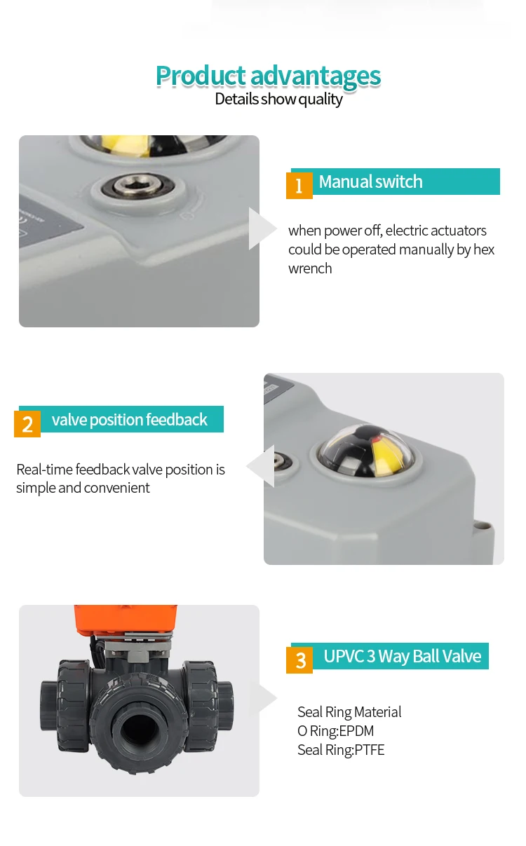3 Way Valve Upvc Electric Valve Electric Actuators Ball Valves Water