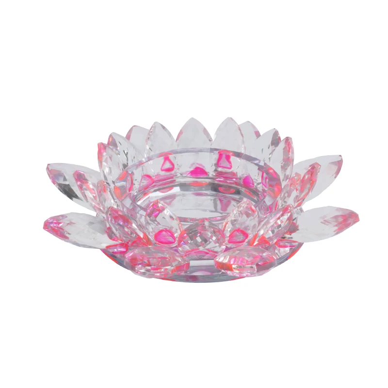 Nordic Luxury Crystal Clear Color Lotus Flower Shape Tealight Votive Candle Holder For Home Wedding Office Bar Centerpieces