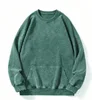 Washed round neck dark green