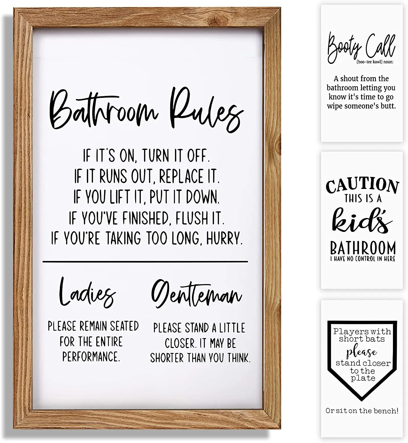 Bathroom Wall Funny Quotes Rules Wood Sign With 4 Interchangeable Sayings -  Buy Wooden Signs With Sayings,Hello World Birth Sign Wooden,Wood  Promotional Beer Sign Product on 