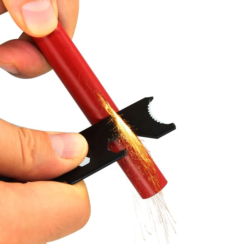 Custom Color Protective Coating Waterproof Flint Fire Steel Survival Lighter for Camping
