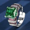 Bague émeraude taille Ice Flower ouverte