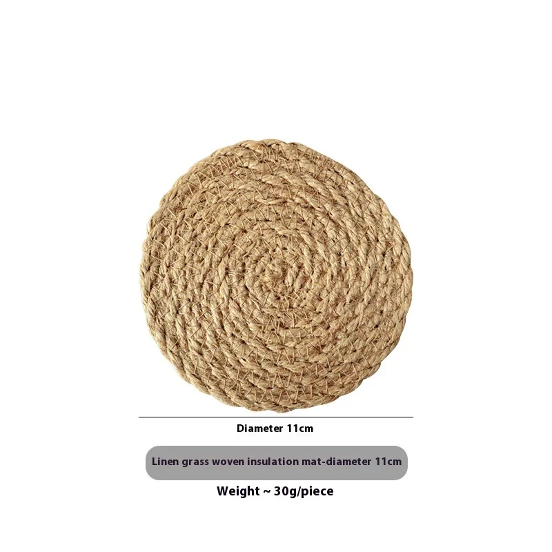 Modern Linen Grass Insulation Mat Set Dining Table Placemat Straw Woven Coaster Home Mug Mat Factory Stock Support Dropshipping