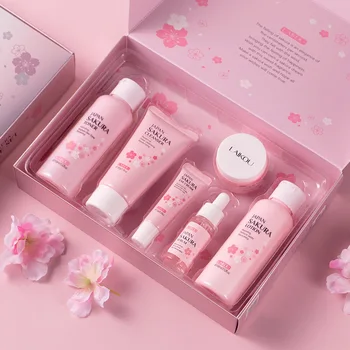 Private label Skin care anti aging Repair skin facial care Set Face Serum Cleanser Lotion Toner Cream Japan Sakura Skin Care Set