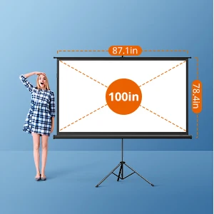 100 Inch Portable Projector Screen With Stand – 16:9 HD Wrinkle-Free, Includes Carry Bag For Indoor & Outdoor Movies