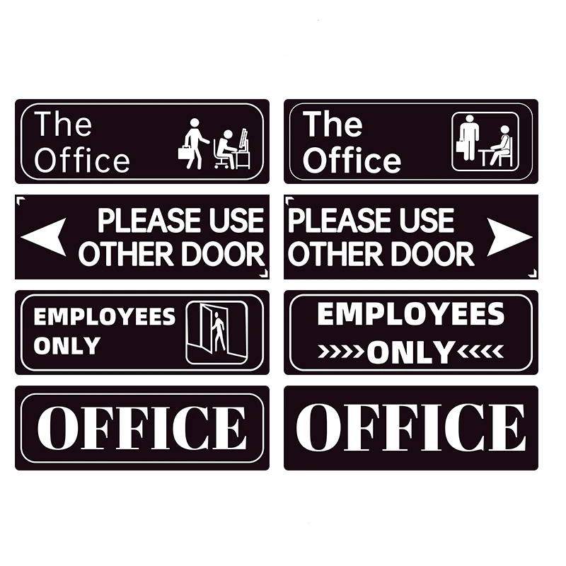 Дверной знак черно-белый дверной плакат клейкая задняя видимая вывеска для офисных и ванных