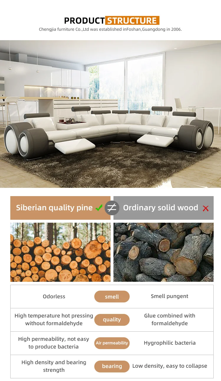 New Living Room Luxury Modern Couch Genuine Real Recliner Leather Sofa