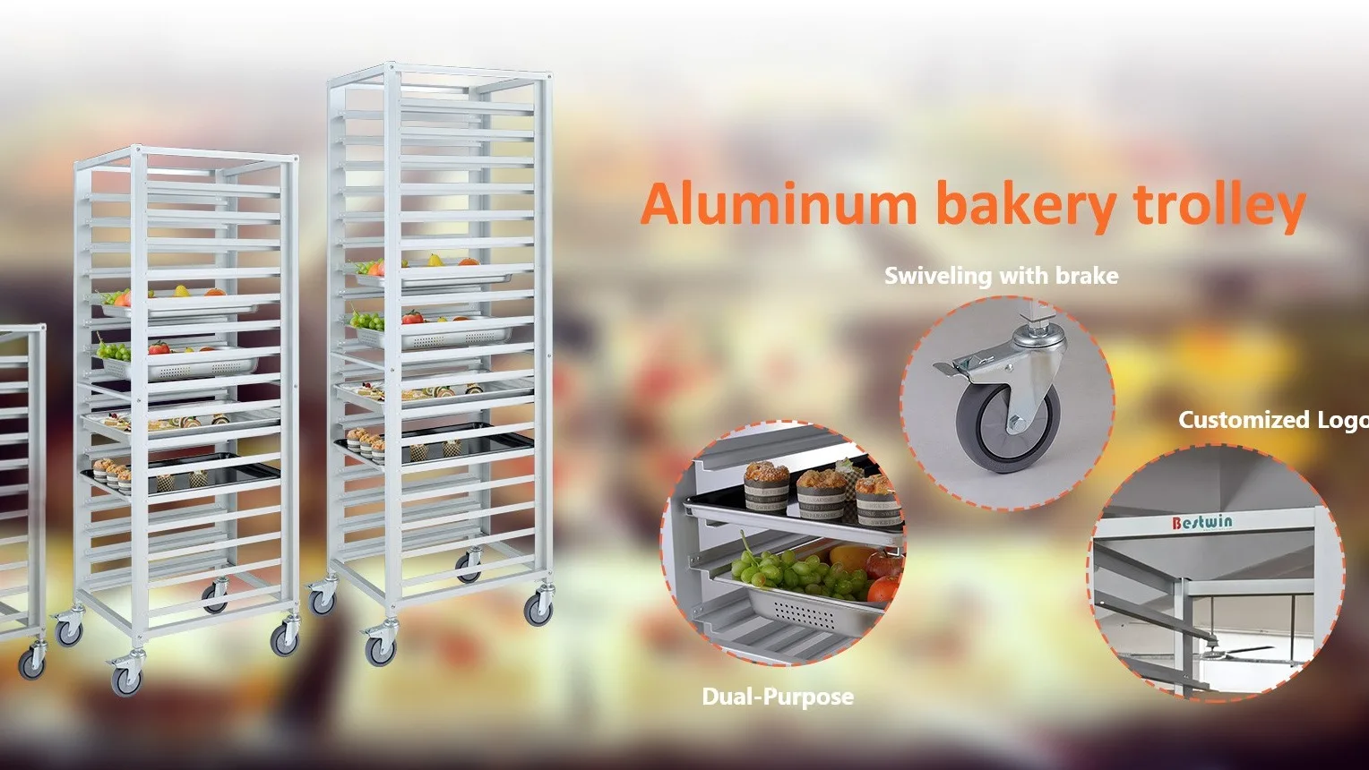 15-tier Aluminum Bakery Cart Baking Oven Tray Gastronorm Pan Trolley ...