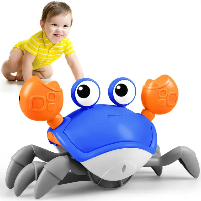 Promotional Toys Electric Crab Automatic Baby Walking Crawling Crab Walking Toy Induction Sensory Walking Crab With Music