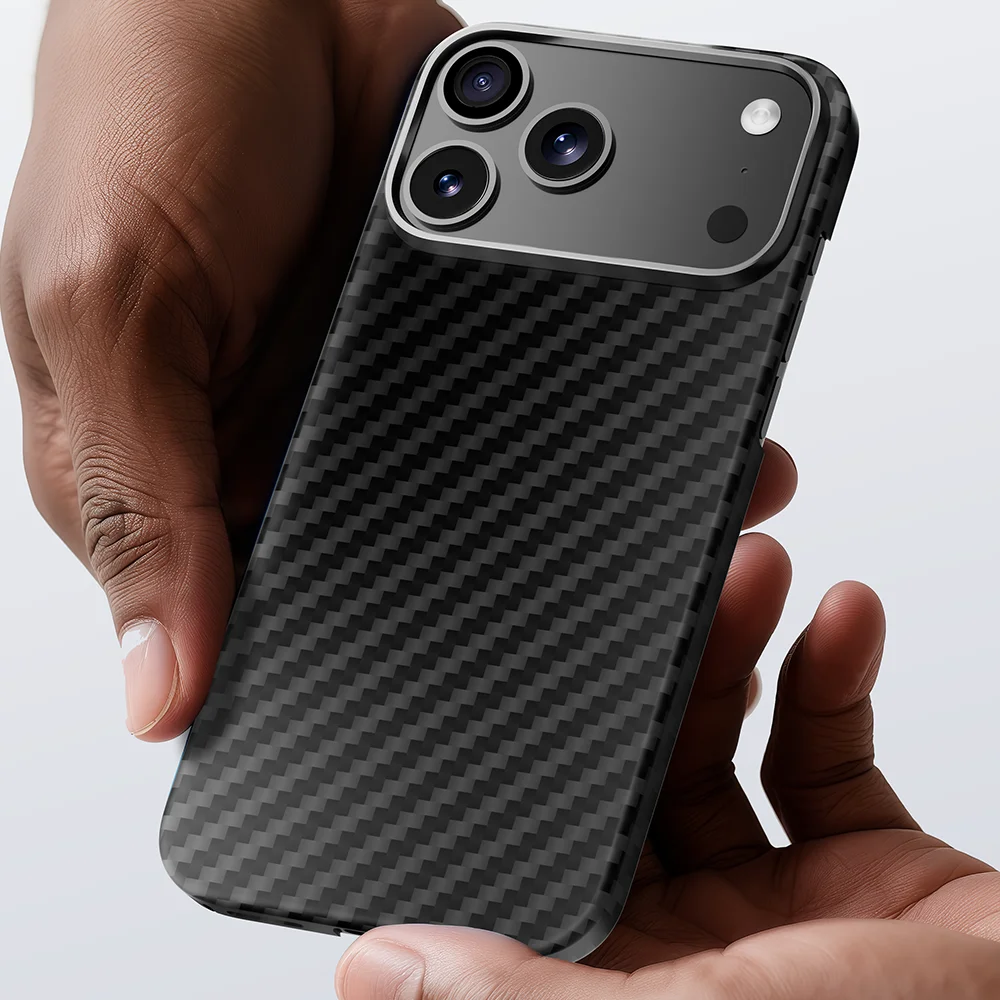 product luxury anti drop anti fingerprint kevlar carbon fiber aramid fiber magnetic mobile phone cover case for iphone 17 pro max 16 pro-5
