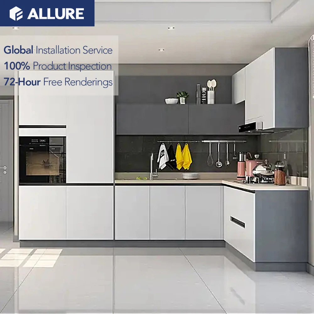 Allure Custom China Design Lacquer Smart Kitchen Cabinets Complete Sets Ready to Assemble Modern Kitchen Cabinets