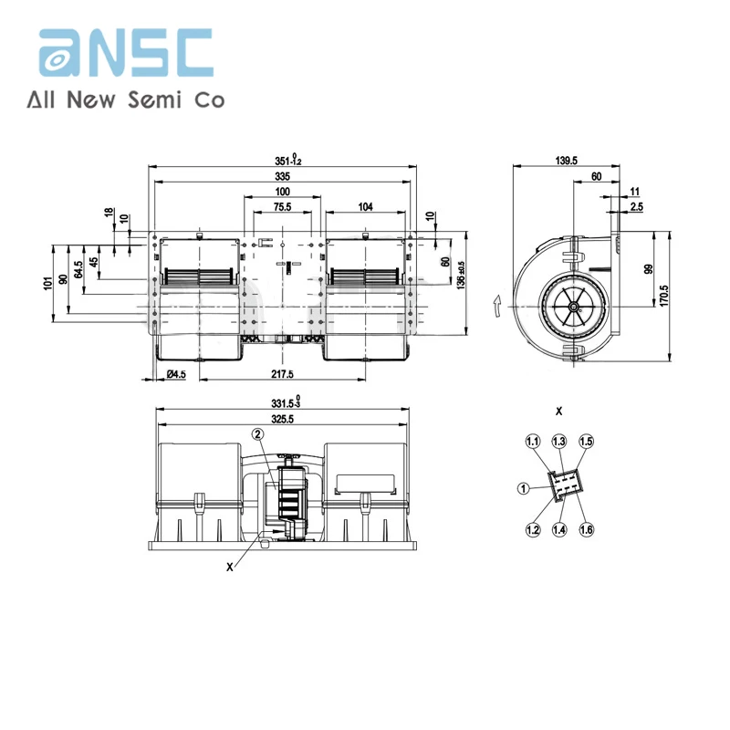 Original centrifugal fan K3G097-AK34-65 26V 15.2A 394W 3830RPM Air conditioning evaporation fan brushless fan