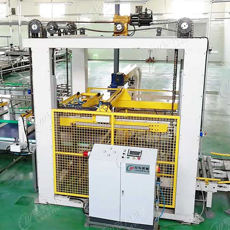 Leadworld Automatic Production Packaging Line Empty Tin Can Fruit Canning Palletizer Stacking Machine End of Line Packing